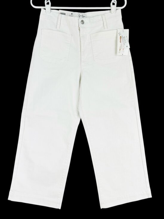 Jessica Simpson Women's White Stretch Wide Leg Crop Jeans Size 4 High Rise NWT - Picture 1 of 11